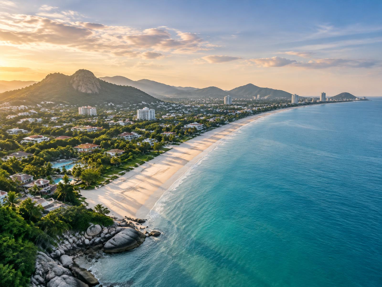 Hua Hin coastline and tropical landscape